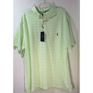 Ralph Lauren mint green white striped collar men’s polo size 2XB.  NWT. #30-1073